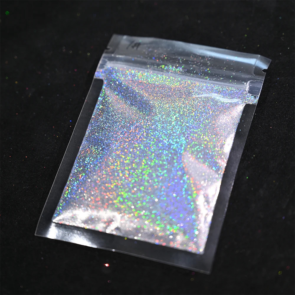 Laser Holographic Rainbow Nail Glitter 0.2MM Sparkly Nails Glitter Powder 10G5G Glitter Dust DIY Nail Art Decoration 241209