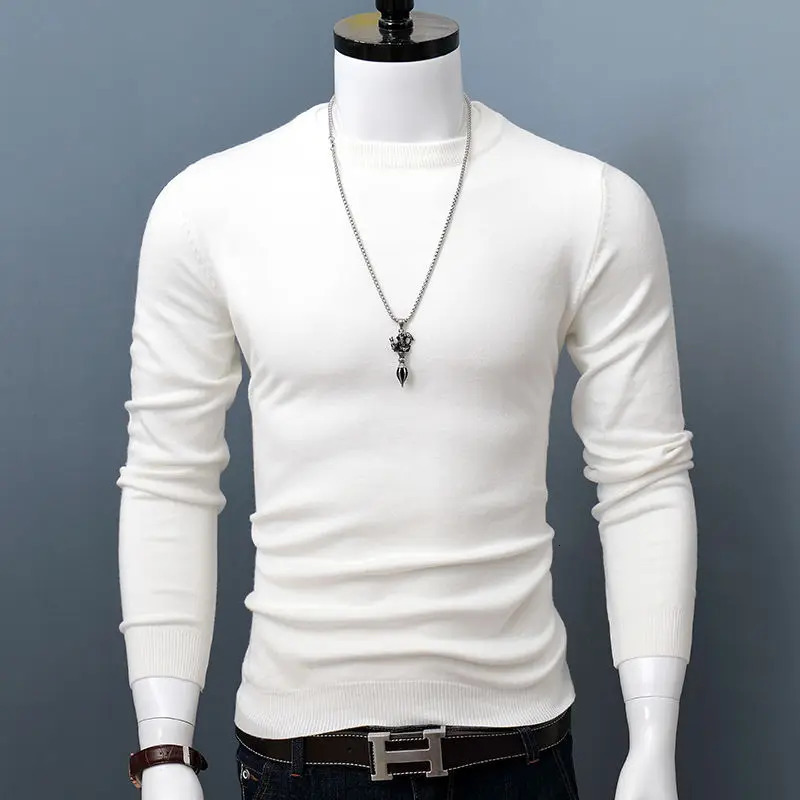 Men Autumn Winter Fashion Long Sleeve ONeck Casual Knit Sweater Male Solid Color Allmatch Cashmere Pullover N26 241209