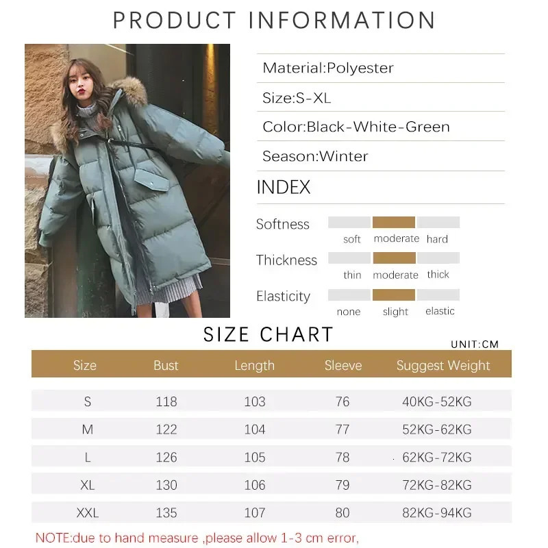 TFETTERs 2024 casual loose cotton padded park womens winter clothing with fur collar hooded long jacket 241212