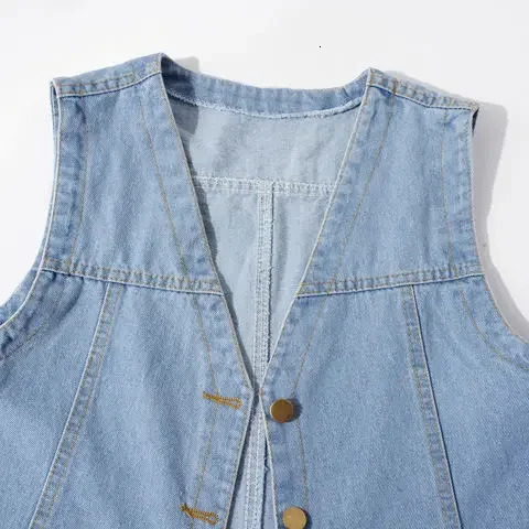 Woman Jacket Vest Spring Summer Denim Womens Short Loose Sleeveless Coat Chaleco Mujer 241205