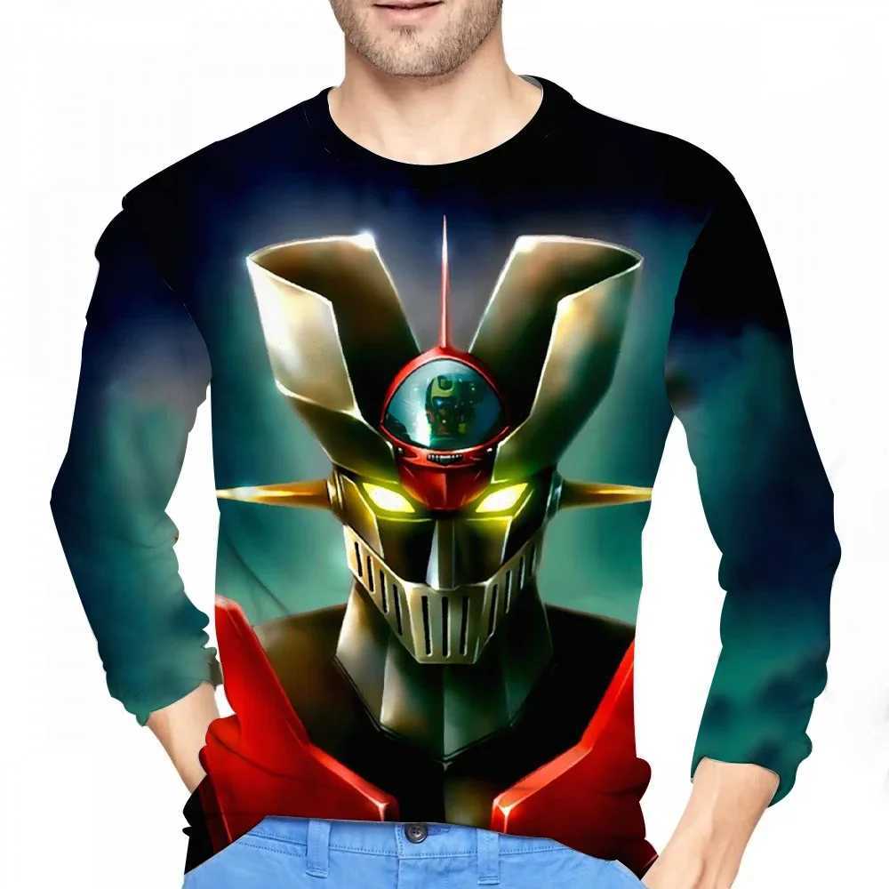 New Mazinger Z Anime Robot T-shirt 3D Printed Mens Long Sleeve T-shirt Street Clothing Oversized Harajuku Childrens T-shirt Top W241210