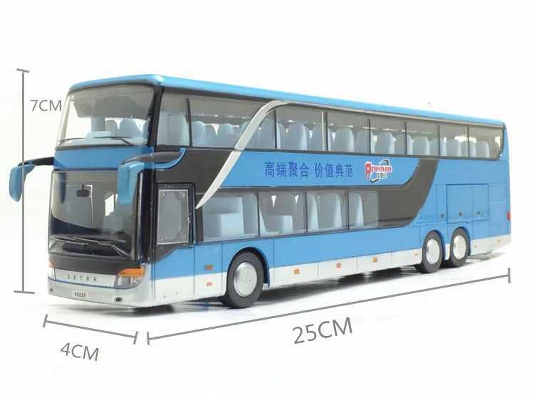 High quality 1 32 alloy+ABS rear pull bus model for new car sales in 2023 high simulation dual visual bus flashing LED toy car X241209