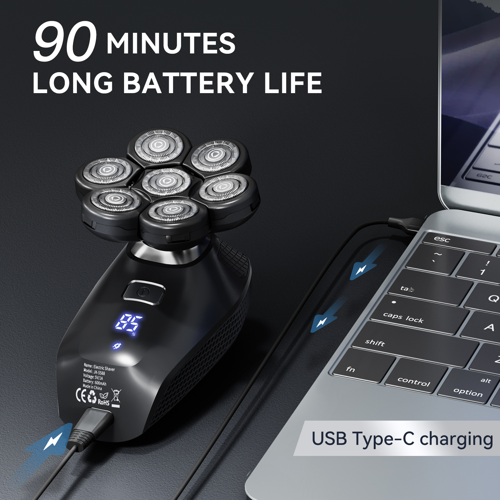 Kensen S8 Electric Shavers For Men 7D Ating Cutter Rechargeable Ipx6 Waterproof Beard Trimmer Bald Head Shaving Hine