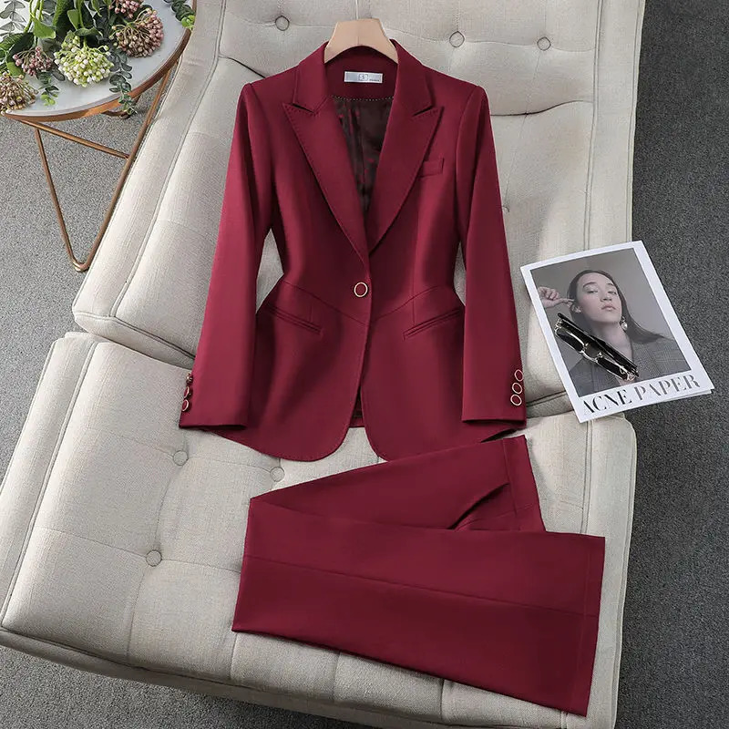 Women Autumn Fashion Professional Suit Twopiece Korean Elegant Casual Blazers Jacket Pants Matching Set Female Clothes 241209