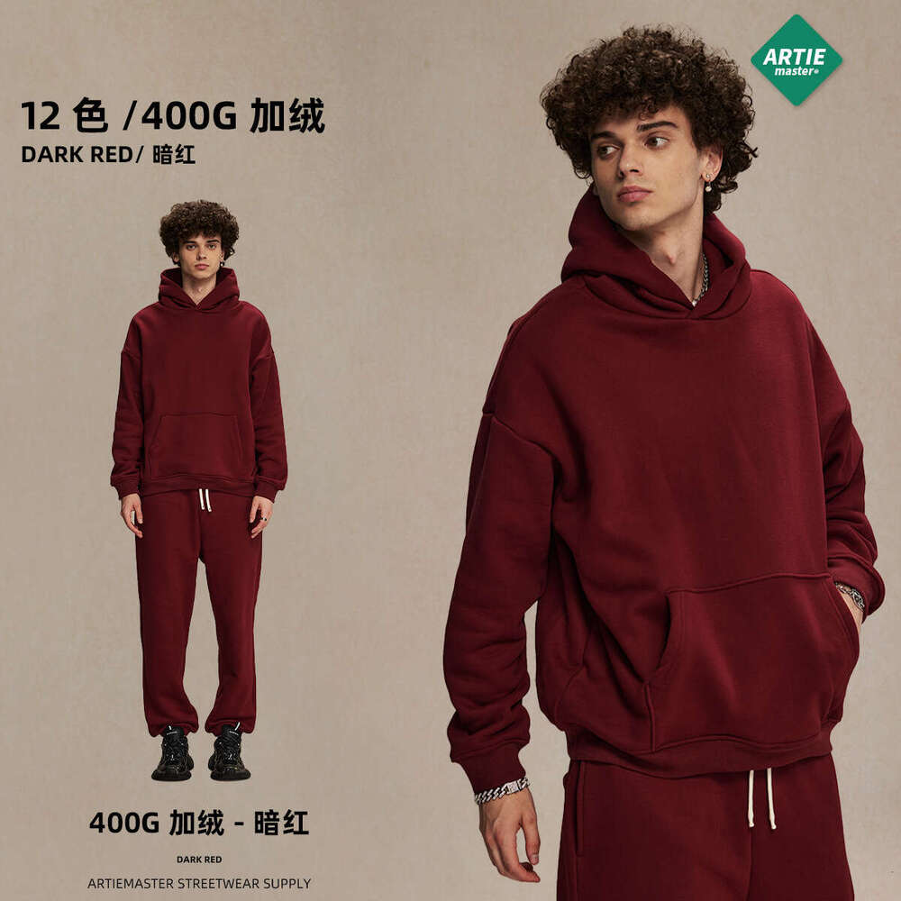 2024 Autumn/Winter New Product Shake 400g Trendy Brand Oversized Non Falg Fleece Thick Men's Hoodie