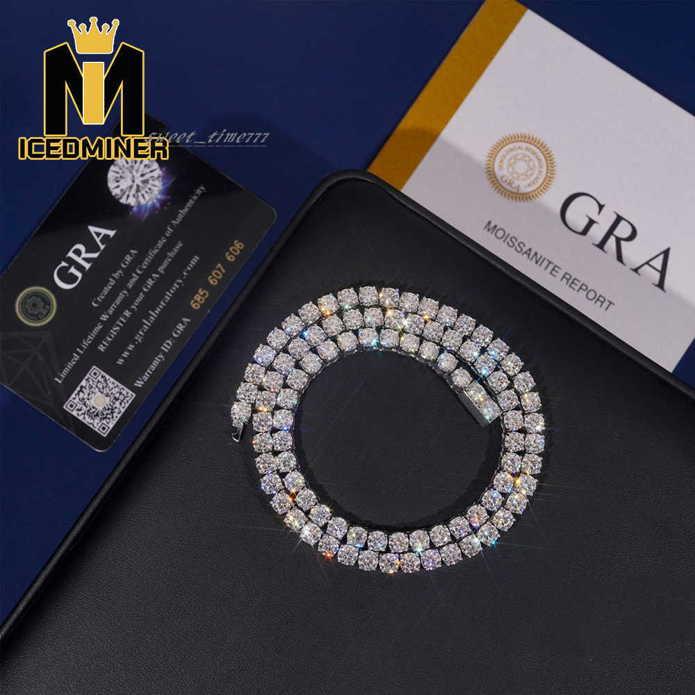4/5mm Pass Diamond Tester Hip Hop Jewelry VVS D Color Shiny Men 316L Stainless Steel Moissanite Tennis Chain Link Necklace