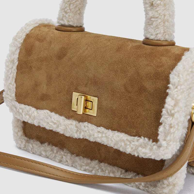 Women's 2022 new fashionable suede plush crossbody bag versatile winter single shoulder lamb fur handbag