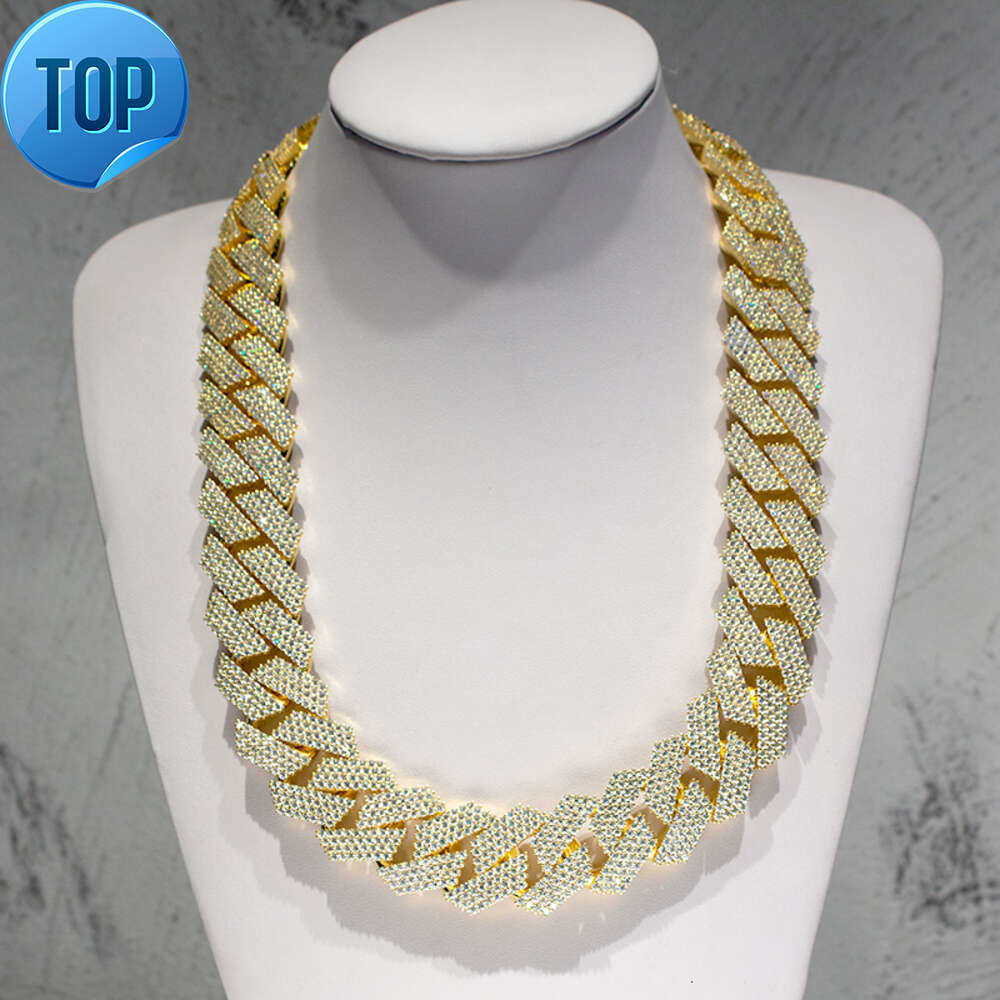 Hip Hop Jewelry Sterg Sier 20mm 4 Rows Vvs Iced Out Moissanite Cuban k Chain