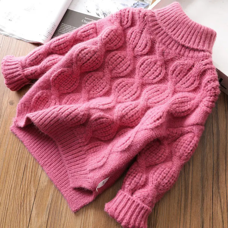 Milancel Kids sweaters Turtleneck Girls Knitwear Chidren Pullover warm Kids bottom tops 241210