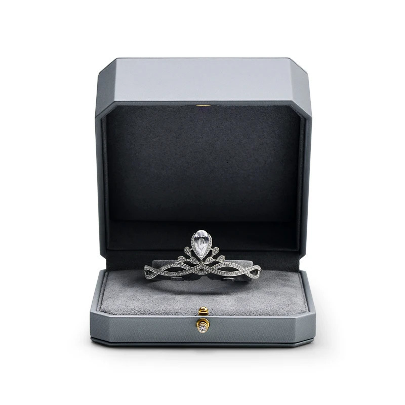 Oirlv Premium leather double ring couple box used for wedding ceremony engagement pendant earrings necklace holder jewelry gift box 241209