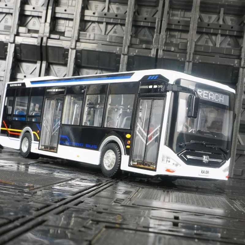 New Energy Bus Alloy Bus Model Public Transportation Childrens Toys Sliding Sound and Light Toys Airport Bus Door Opening X241209