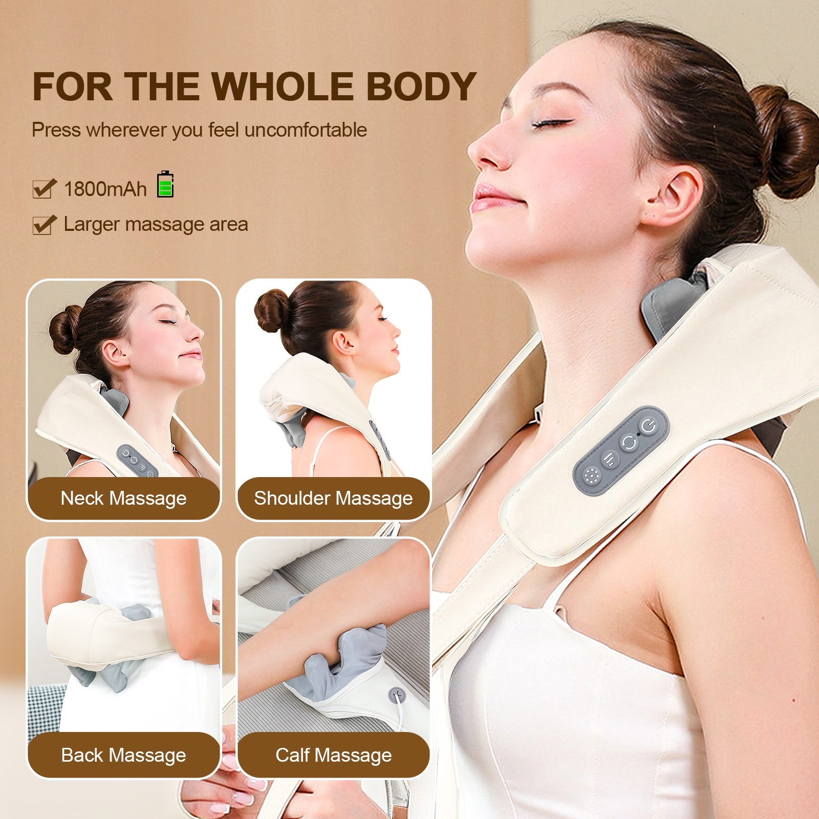 Foreverlily Shoulder Wireless And Back Shiatsu Kneading Massager Neck Cervical Rela Massage Shawl