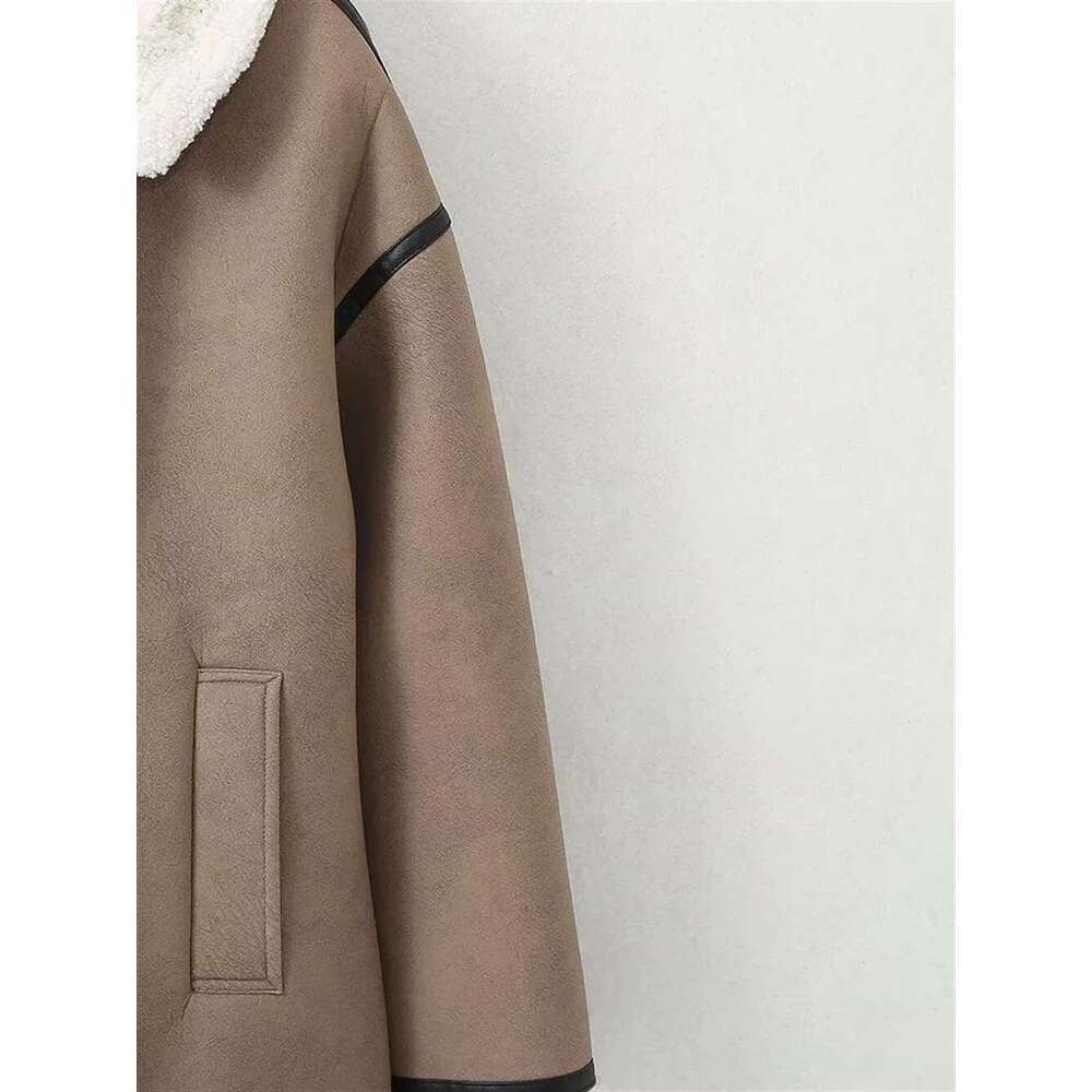 Winter Women's Fashion Thick And Long Double Sided Fur Integrated Stand Up Collar Coat Cotton Jacket