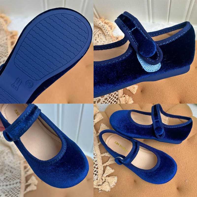 Kids Shoes Baby Girls Shoes Girls Mary Janes Vintage Velvet Casual Flats Children Footwear Toddler Infant First Step 4-12 YearsXJ241209