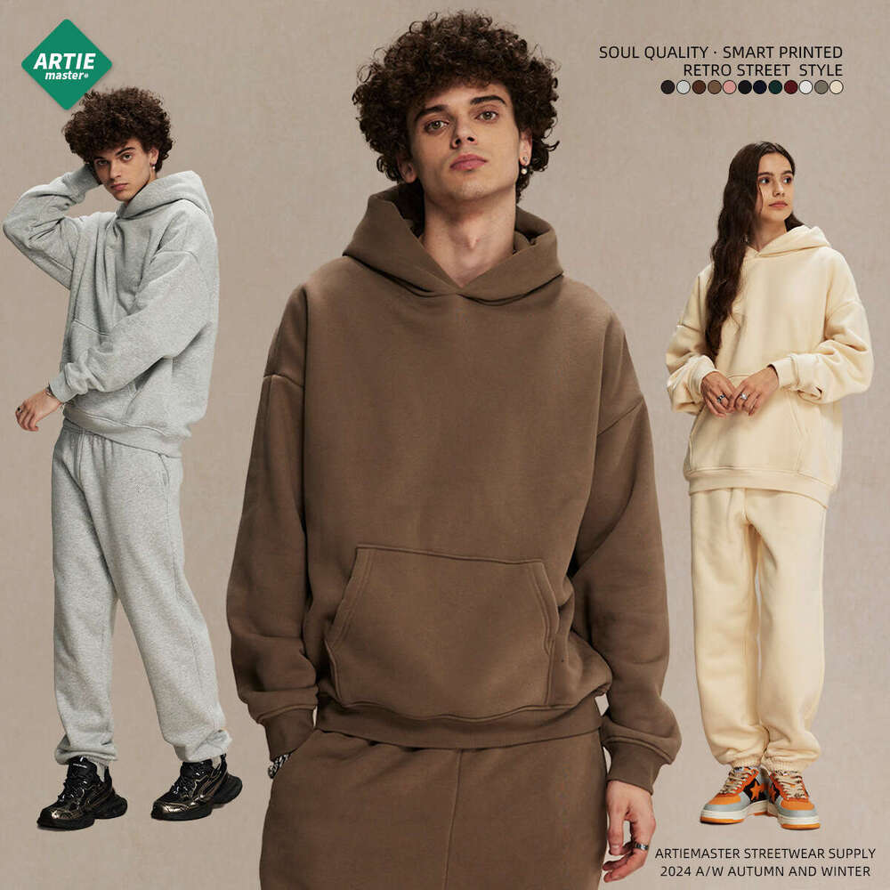 2024 Autumn/Winter New Product Shake 400g Trendy Brand Oversized Non Falg Fleece Thick Men's Hoodie