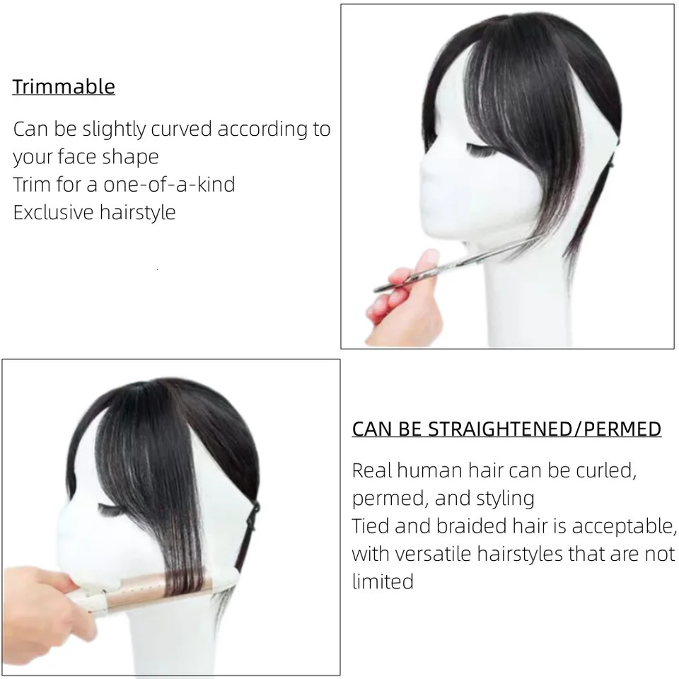 Real Naturally Center Part Bangs Clips on Human Hair Fringe Hairline False Bangs for Women Thinning Hair Mild White Hair 241209