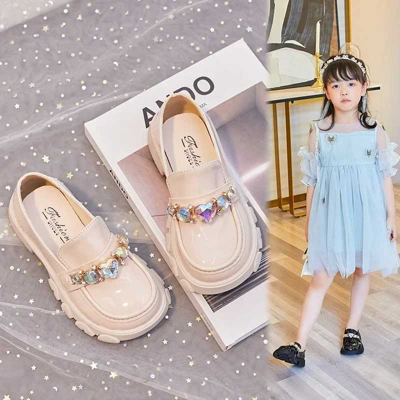 Spring Autumn Kids Fashion Leather Shoes Girls Wedding Par Shoes Children Trend with Water Drill Elegant Princess ShoesXJ241209