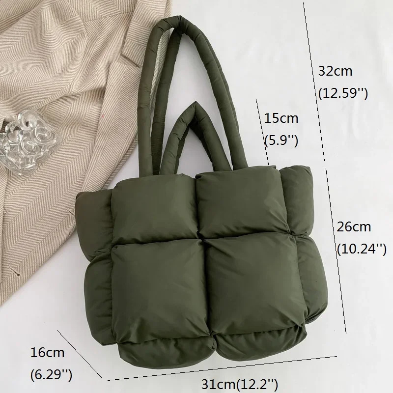 Large capacity inflatable handbag for women fashionable Korean square cloud bag down jacket shoulder bag241209