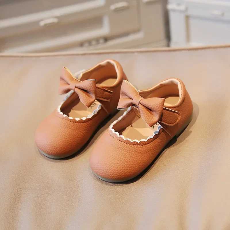 Baby Girls Princess Shoes Soft Leather Bowknot Cute Children Autumn Shoes 21-30 Toddler Light Comfy Solid Color Kids Flat ShoesXJ241209