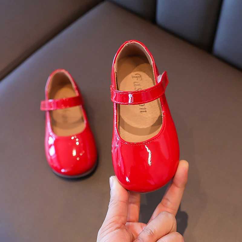 Girls Princess Shoes Patent Leather Pure Color Light Children Mary Janes Plain Round Toe Spring Daily Kids Flat Shoe 23-35XJ241209