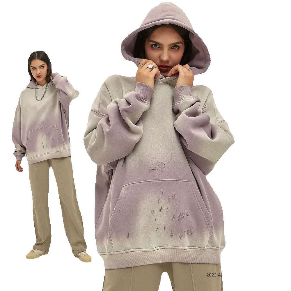 2024 Autumn/Winter New Product 360g Spray Horse Willow Wash Water Aging, Grinding Edge, Trendy Brand Hoodie for Men