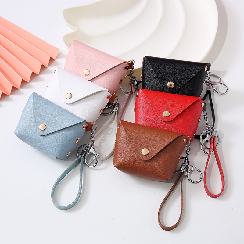 New Creative Ins Keychain PU Leather Coin Strap Cute Girl Wallet Designer Storage Mini Wallet Kawaii Bag bag
