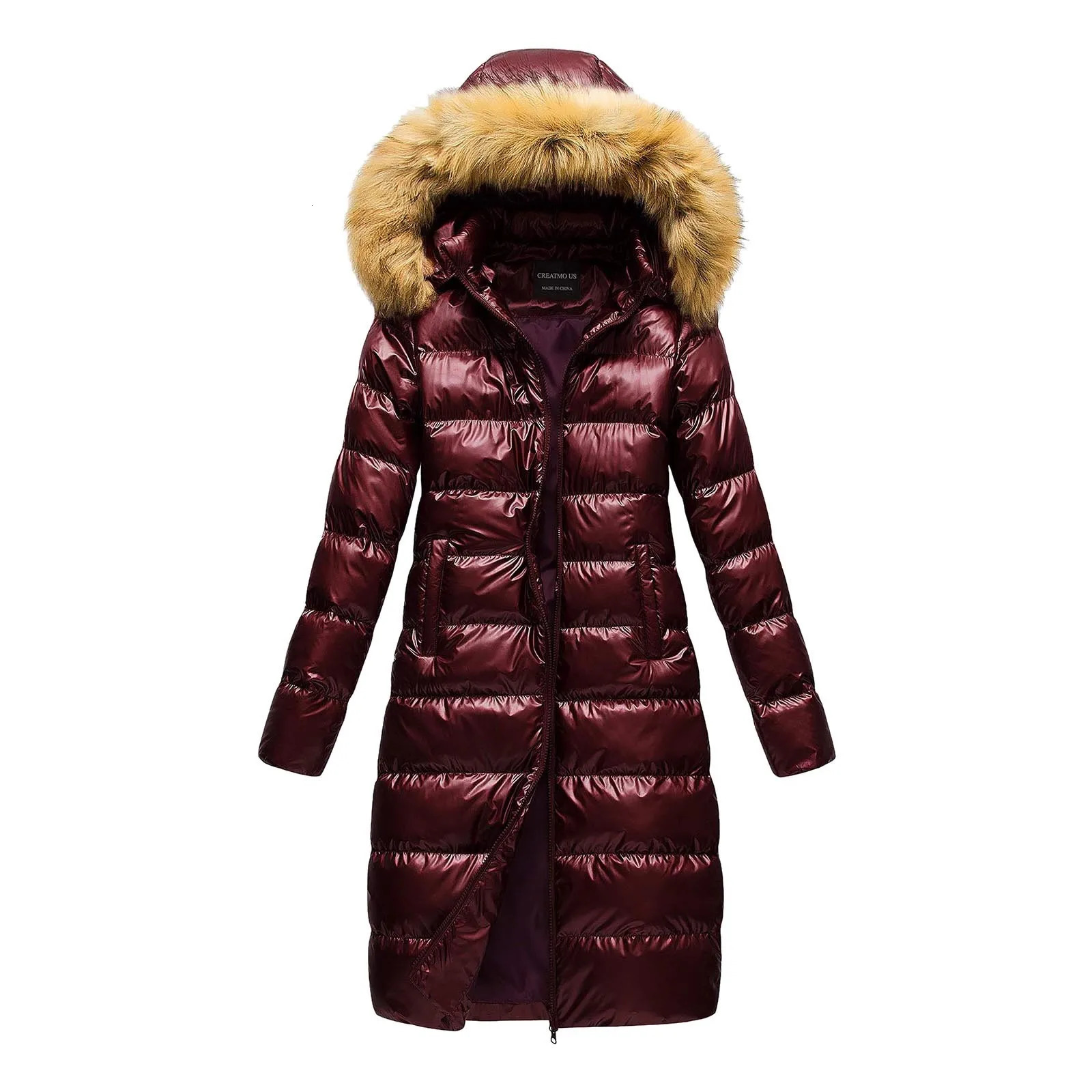 Winter faux fur collar detachable cover quilted jacket zipper solid color border womens plus size thin 241209