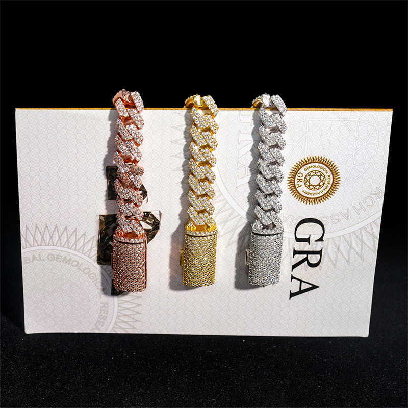 10mm S Sier Iced Out Necklace For Women Men Jewelry Pass Tester Moissanite Cuban k Chain Necklaces GRA