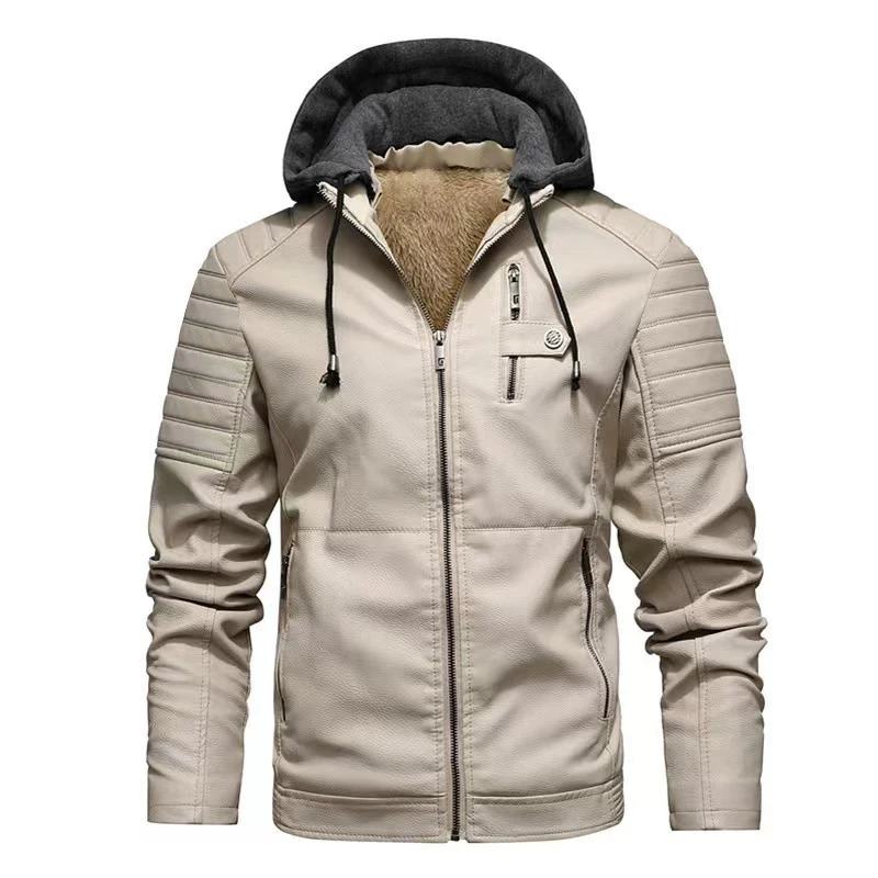 Faux Leather Jacket Men Fashion Mens Hooded Military Style Outwear Motocycle Autumn Winter Zipper Pockets Coat 241202