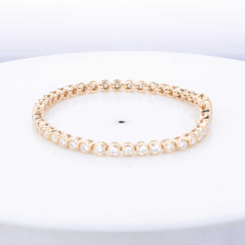 Starsgem Fine Jewelry 10K Gold Bezel Setting Tennis Bracelet With 2.5mm Round Brilliant Cut Moissanite Diamond Chain Bracelet