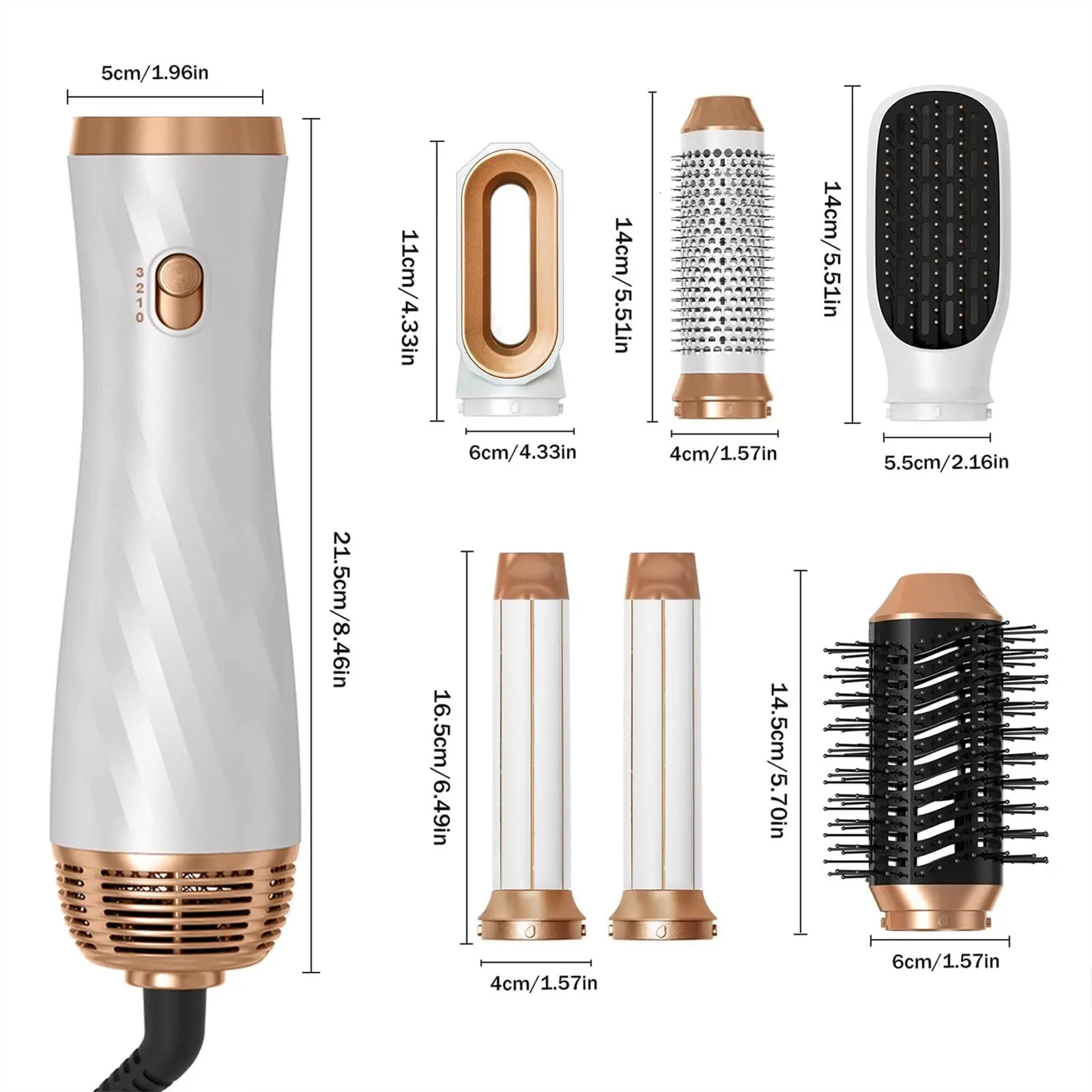 6 in One Air Brush Detachable Blow Dryer Brush Hair Dryer Brush Air Curler Air Styler Curling Iron Curling Brush 241209