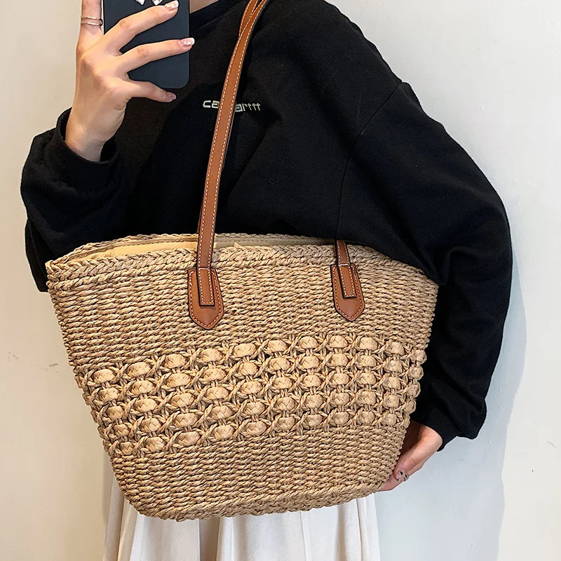 turf womens handbag summer casual large capacity handbag fashion beach womens shoulder bag simple shopping bag 241205