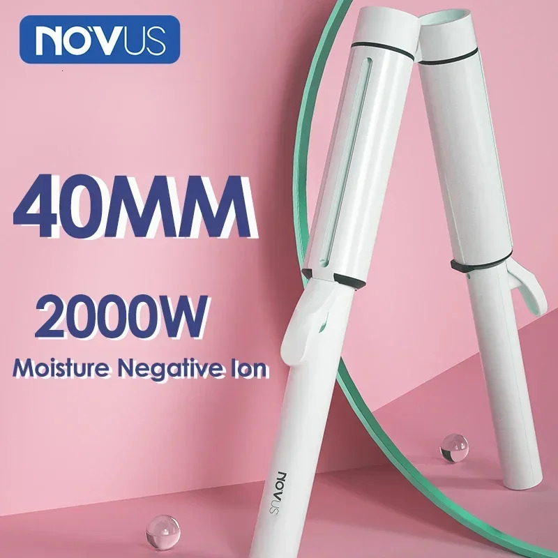 NOVUS 40MM Hair Curlers 4000W Negative Ion Ceramic Care Big Wand Wave Hair Styler Curling Irons Fast Heating Wavers Styling Tool 241209