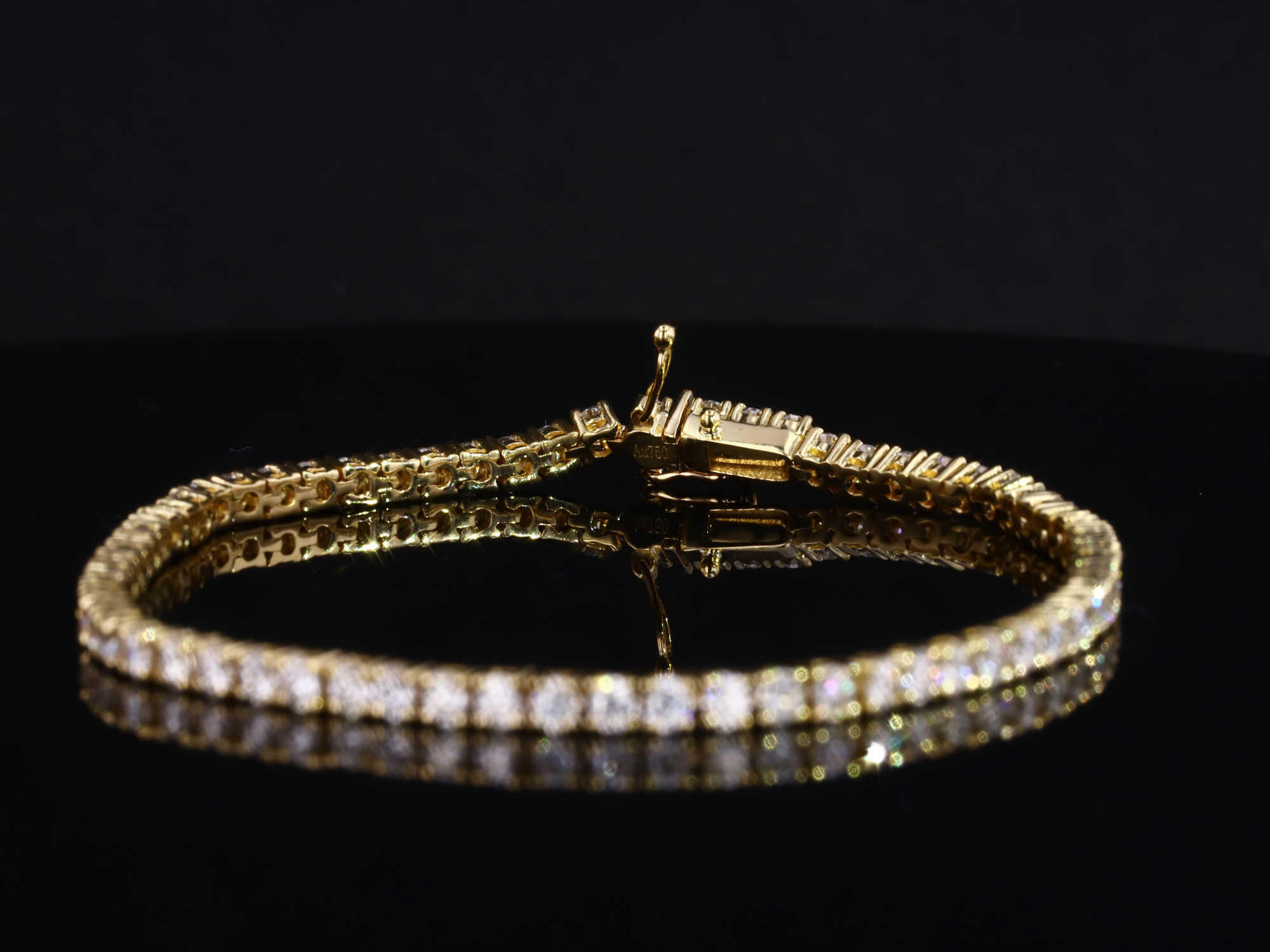 Starsgem Custom Man Women 18cm 9K solid yellow gold lab grwon Diamond Chain Link Tennis Bracelet