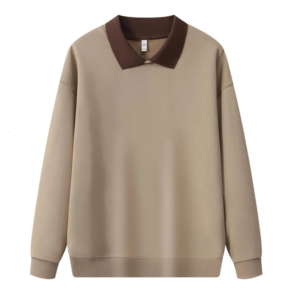 Unisex Sweatshirt With Collar Trendy Color Block Polo Hoodie Man Sweat Shirt Patchwork Pullover For Men Sudaderas Hombre 241209