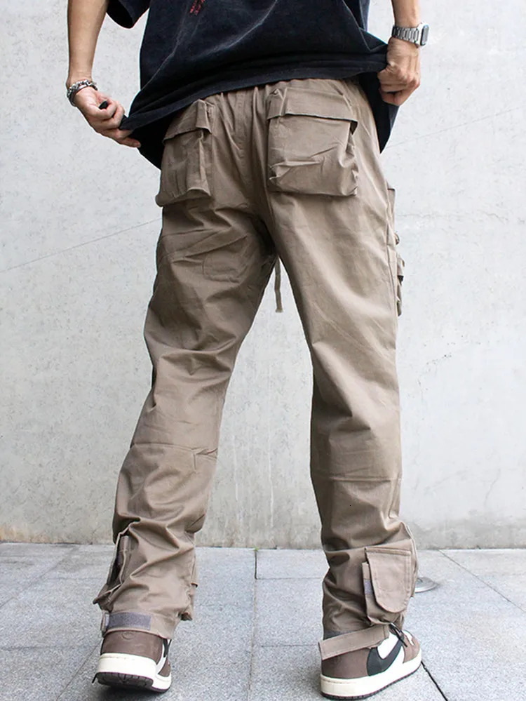 2024 Cyber Y2K Streetwear Multi Pockets Overalls Baggy Cargo Pants For Men Clothes Khaki Sweatpants Male Long Trousers 241209