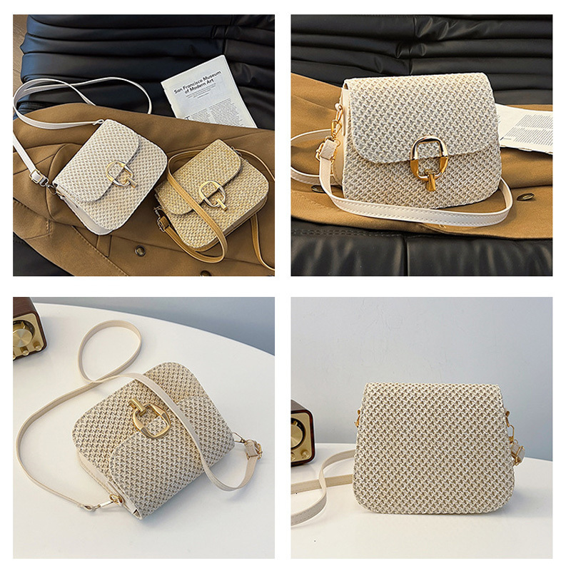 New fashion straw crossbody bag casual travel beach designer shoulder bag designer flip up women s handbag bag