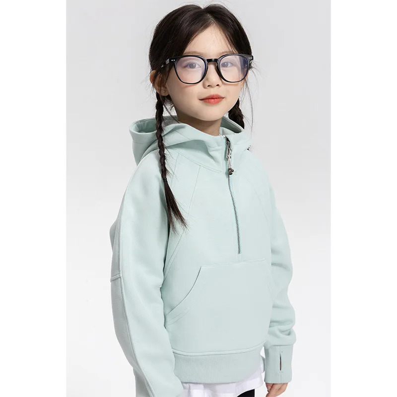 Womens short hoodie loose jacket autumn childrens clothing sense zipper sports top solid 241210