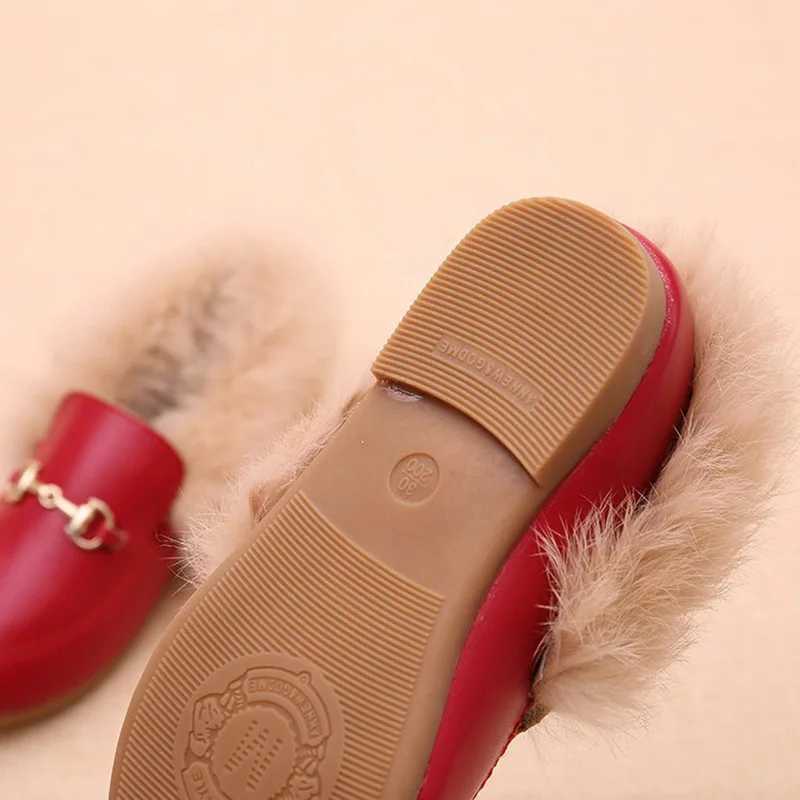 Kids Shoes Girls Shoes Winter Warm Fur Girls Loafers PU Leather Girls Dress Shoes Princess Shoes Flats Girls KidsXJ241209