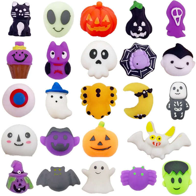 New Mini Squishy Toys Mochi Squishies Halloween Kawaii Animal Pattern Stress Relief Squeeze Toy For Kids Birthday Gifts P0713
