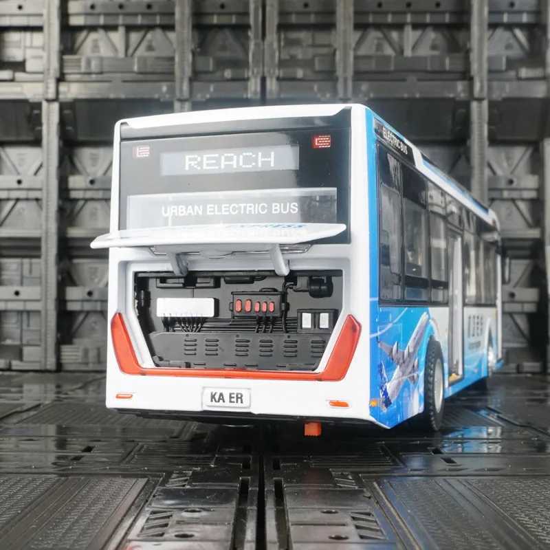 New Energy Bus Alloy Bus Model Public Transportation Childrens Toys Sliding Sound and Light Toys Airport Bus Door Opening X241209