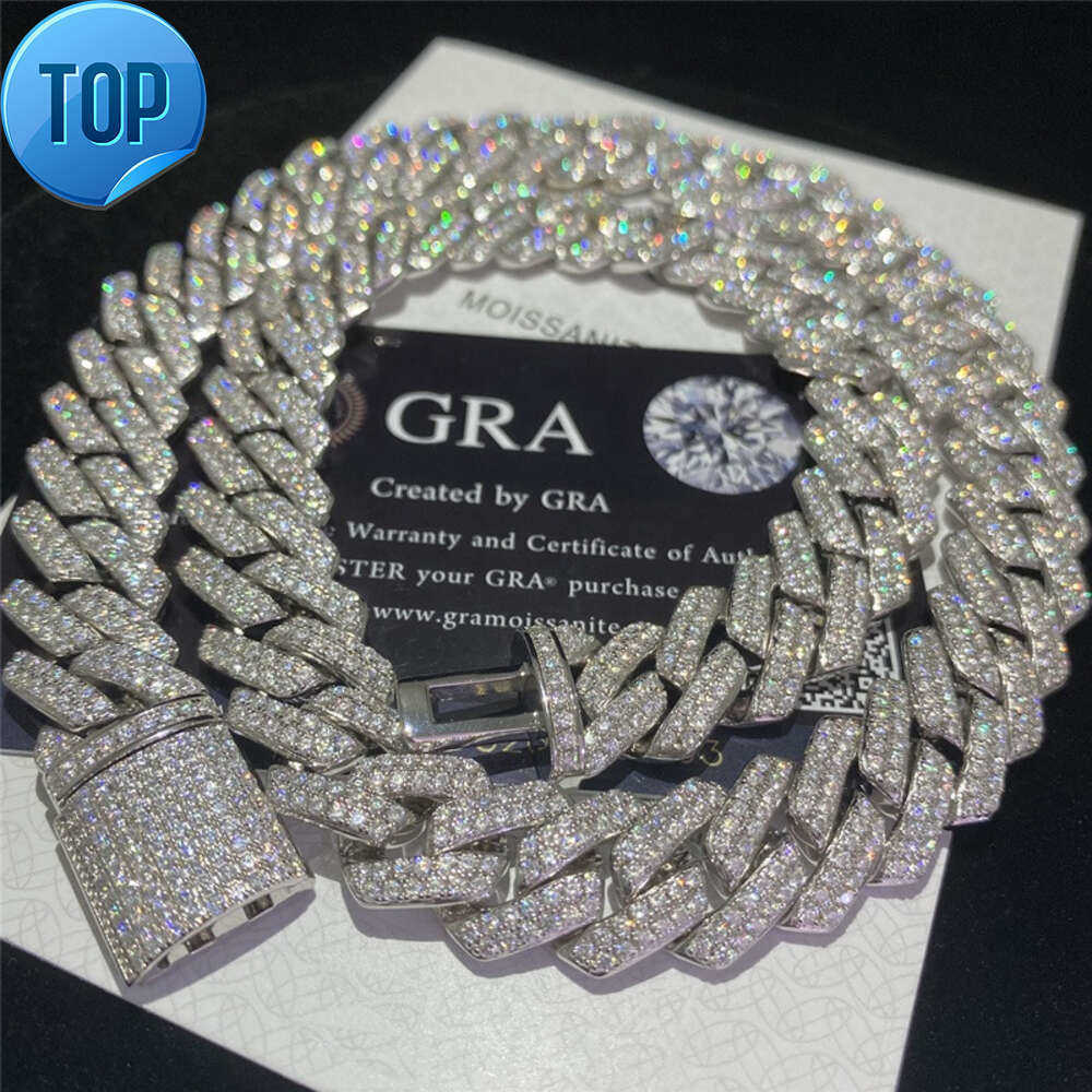 Custom Stock Iced Out Vvs Moissanite Bracelet Sier Bg Cz Dia Cuban k Chain Hip Hop Men Jewelry Necklace
