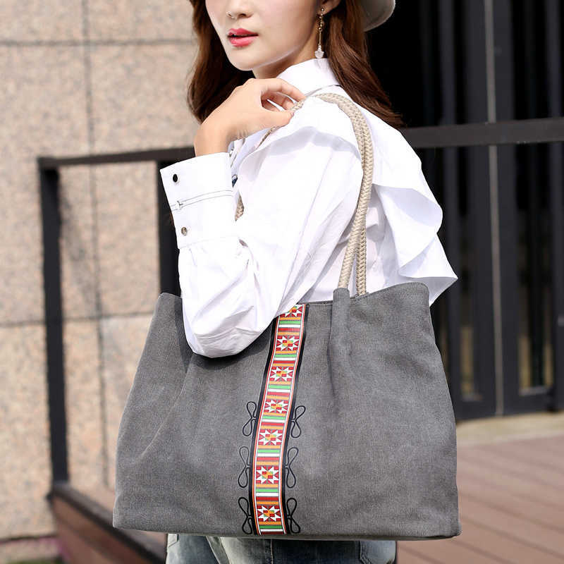 canvas bag women's bag literature art fresh printed single shoulder bag portable large capacity shopping bag 241215