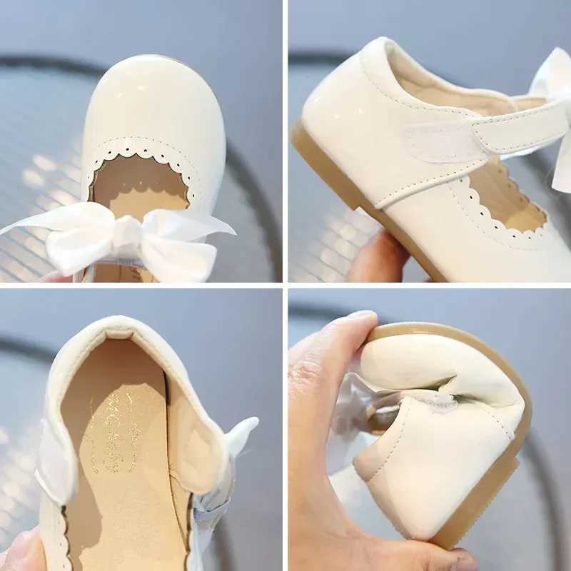 Children Flats Girls Shoes All Seasons Kids Ballet Dance Shoes Cute Bow-knot Baby Toddler Girl Soft PU Leather Shoes Size 15-30XJ241209