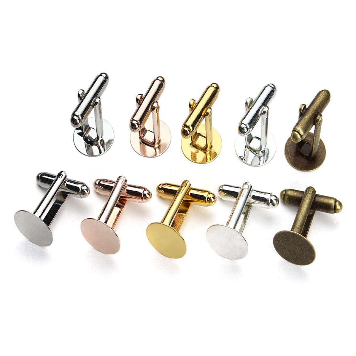 Nickel-Safe Lead-Free Brass Cufflink Blanks - Rounded Shape, 12mm Size, Multiple Colors Available,ID3422