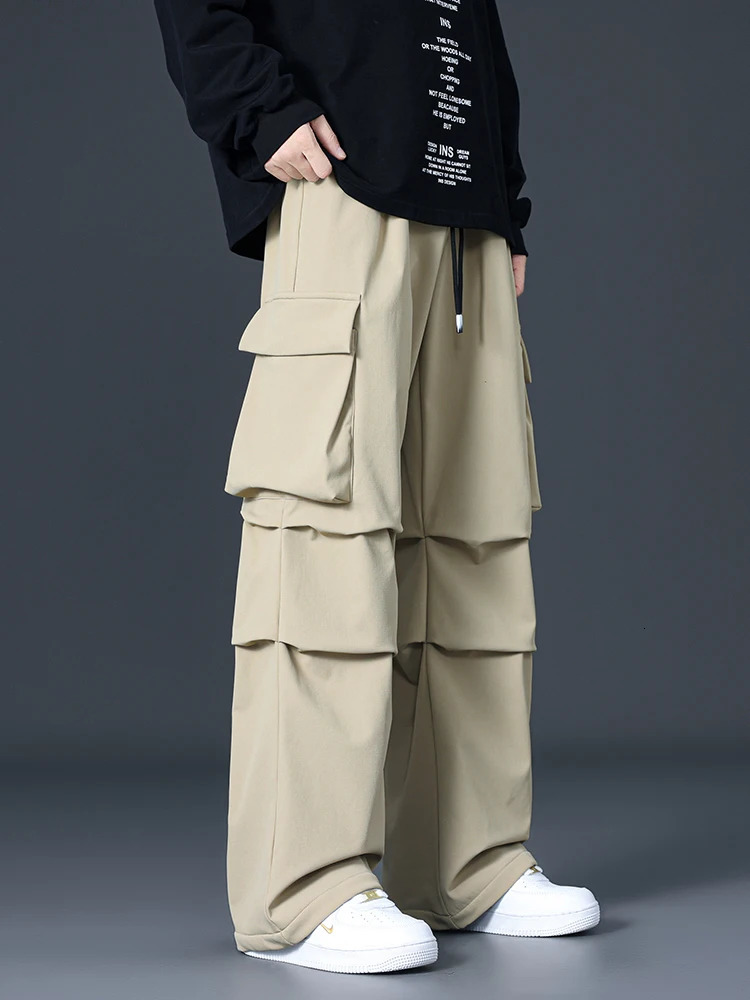 Winter Cargo Pants Men Fleece Liner Thick Warm Straight Casual Pants Big Size 8XL 7XL 6XL Wide Leg Loose Thermal Trousers 241209