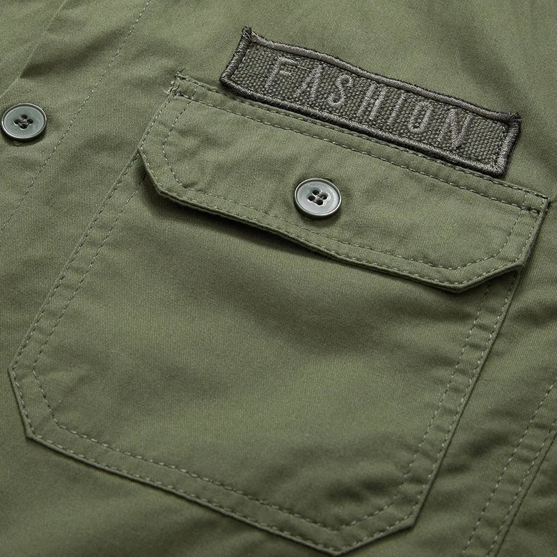 Mens Spring and Autumn Freight Shirt Casual Loose Cotton Embroidered Long Sleeve Outdoor Hiking Military Tactical Tshirt 241209