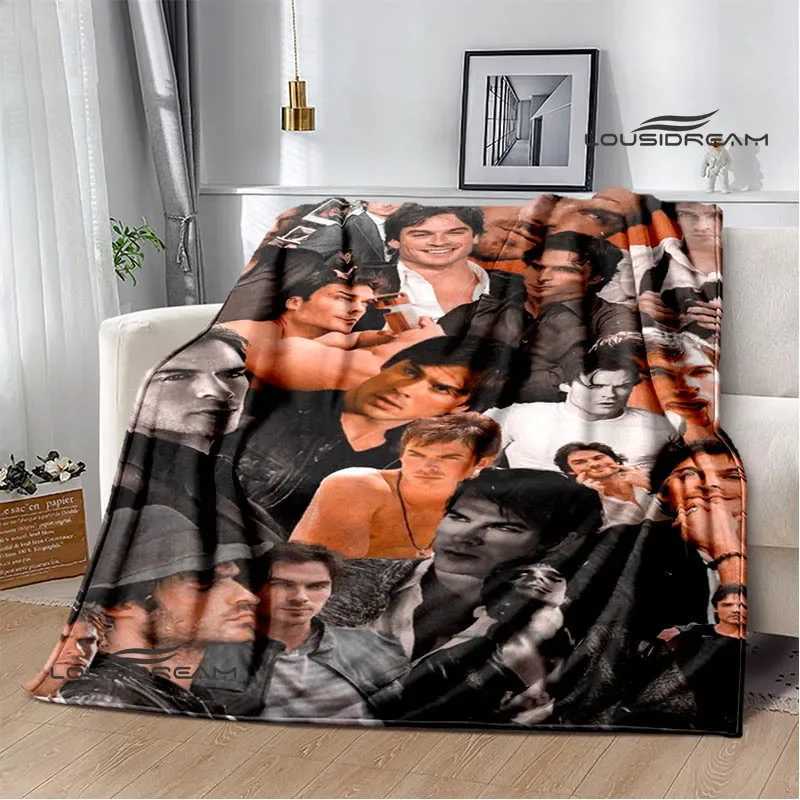 The Vampire Diaries Damon salvatore printed blanket Warm Flannel blankets Soft and comfortable blanket bed linings Birthday GiftXJ241210