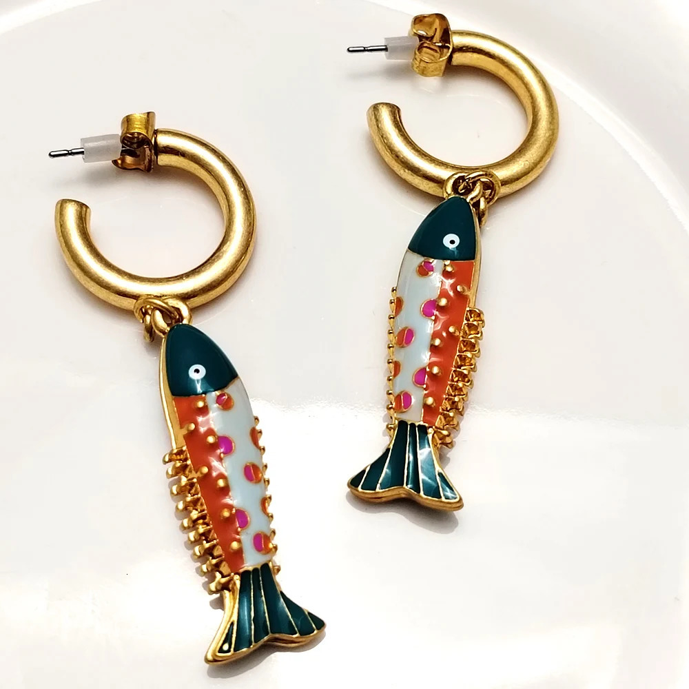Womens Earrings Bohemian 2025 Trend Devil Killer Perforated Mermaid Y2k Accessories Jewelry Cute er 241209