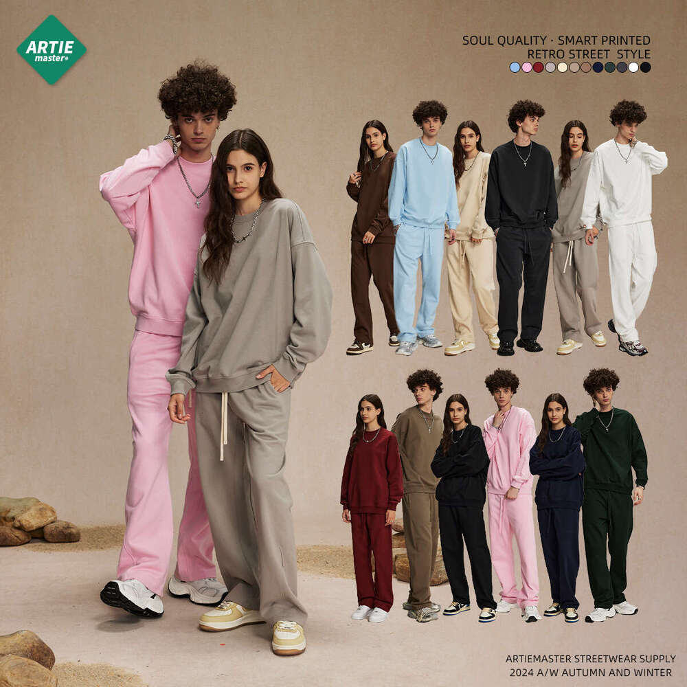 2024 new product 430g looped hoodie street fashion brand autumn men's and women's round neck shirt